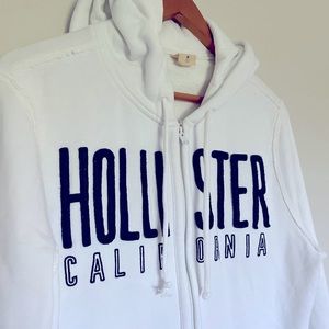 Hollister Medium Zip up Hoodie White Sweatshirt